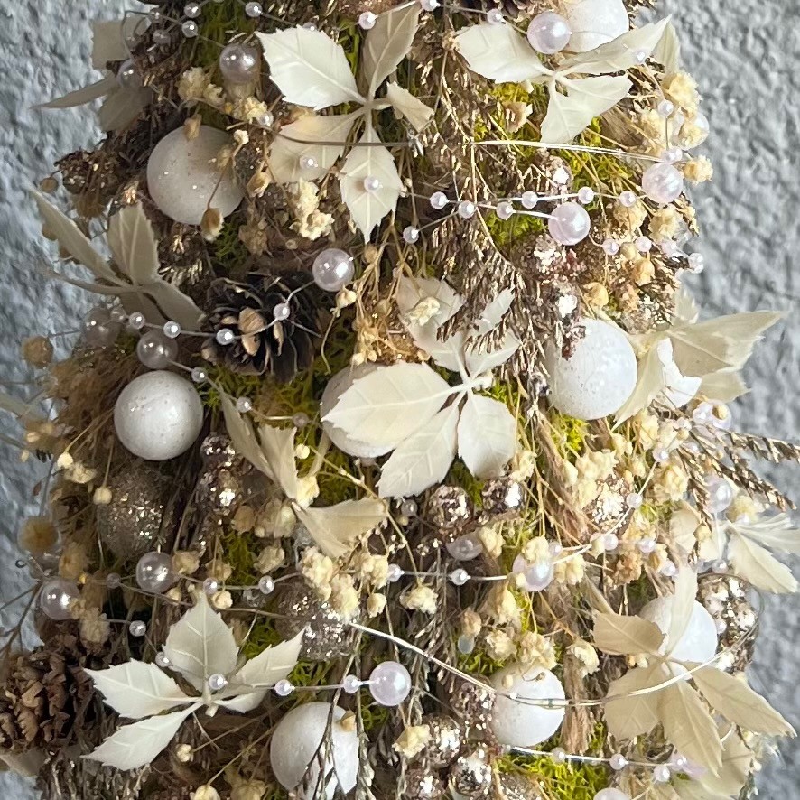 Christmas Tree with real moss and gold balls