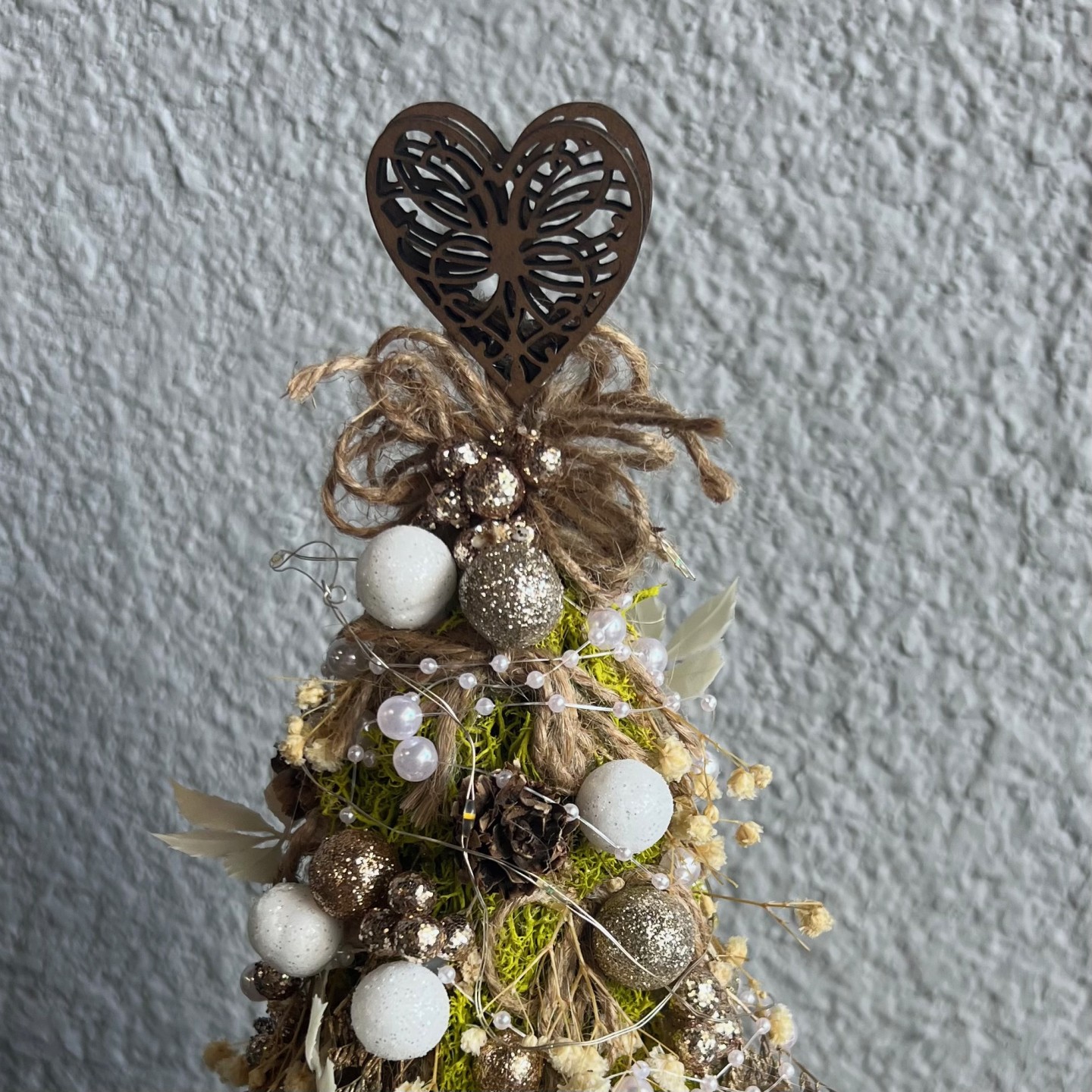 Christmas Tree with real moss and gold balls