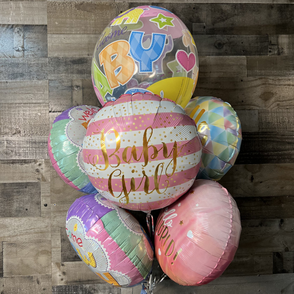 " Welcome Baby Girl " Balloon Bouquet 