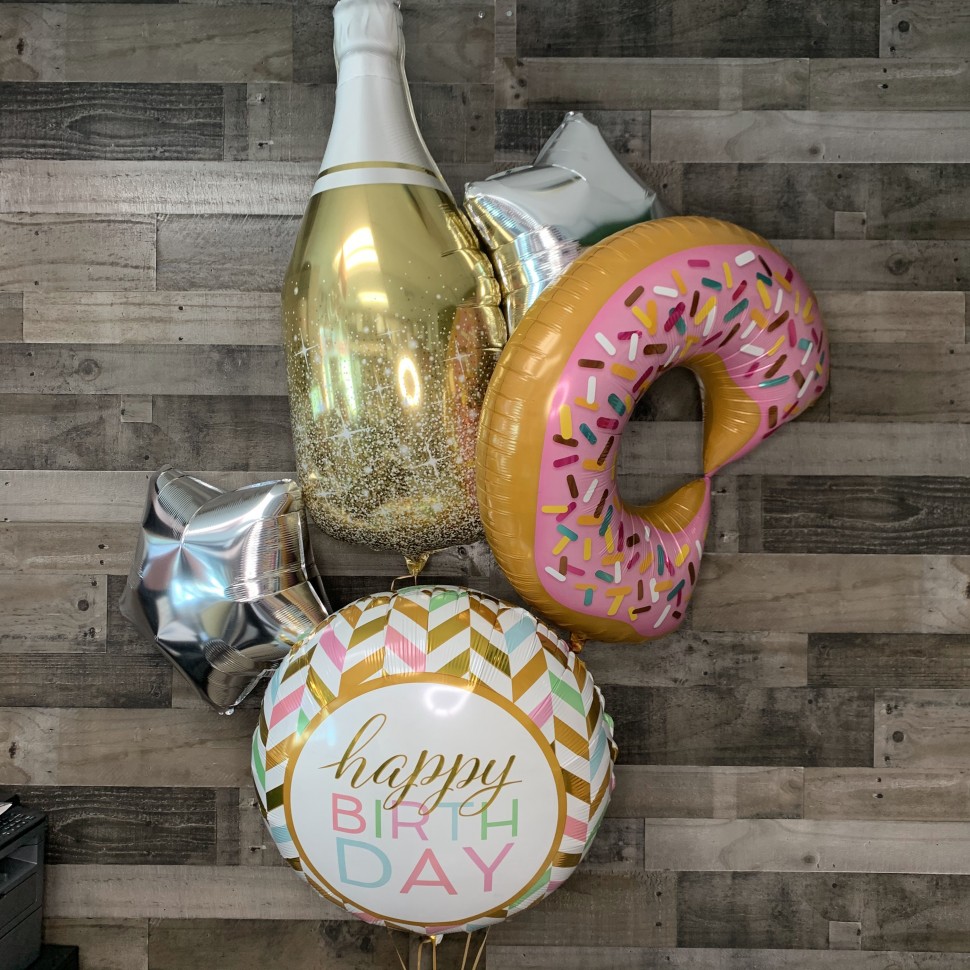 Birthday Donut Balloon Bouquet Set | 5 Balloons