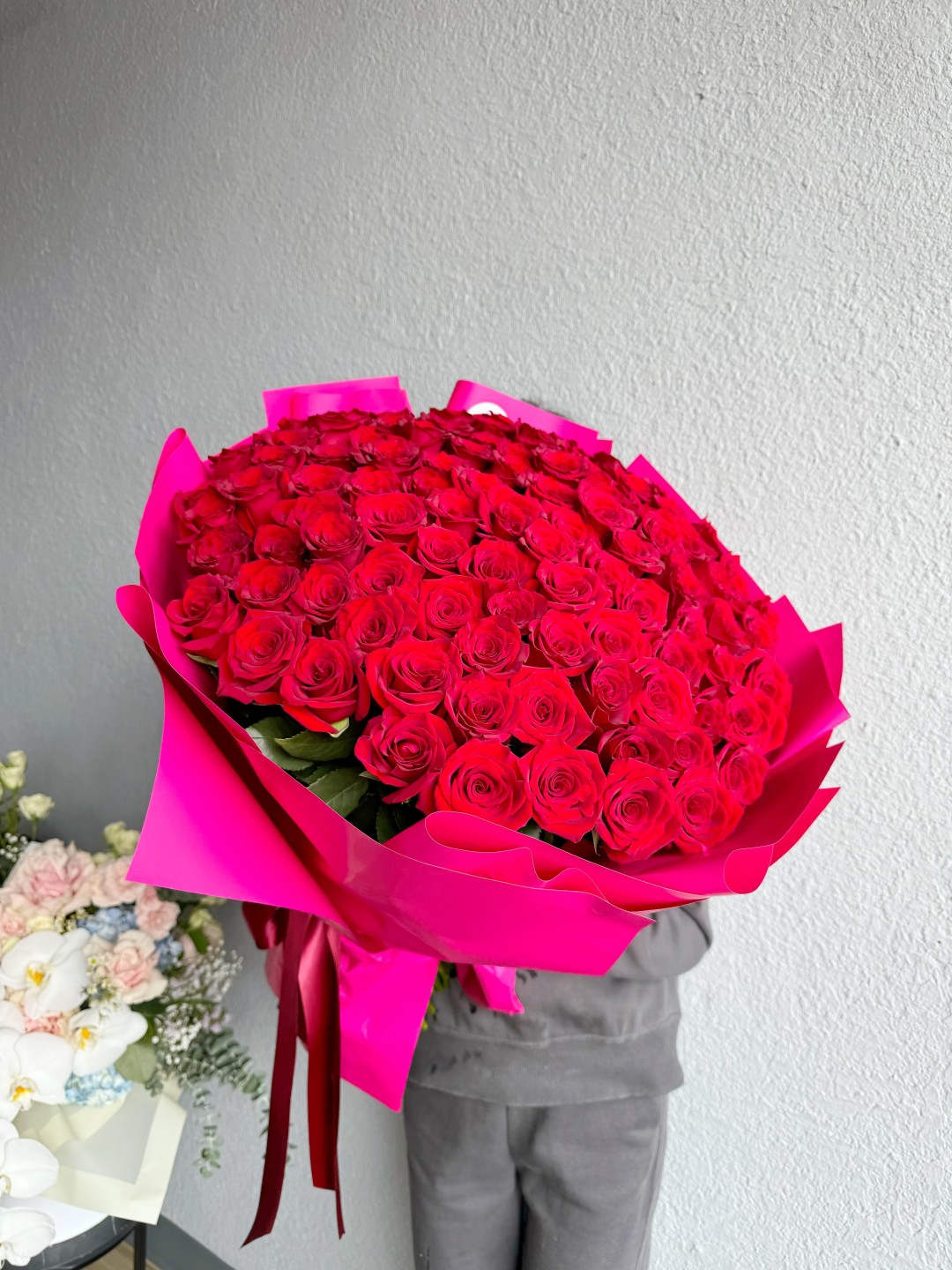 100 Red Roses Hand-Tied Bouquet