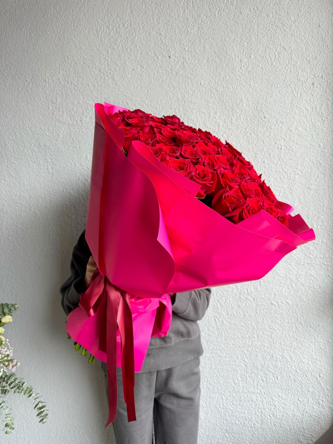 100 Red Roses Hand-Tied Bouquet