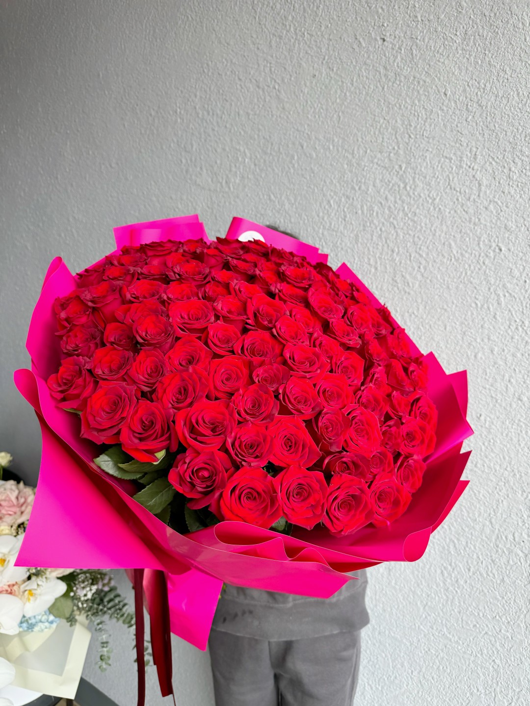 100 Red Roses Hand-Tied Bouquet