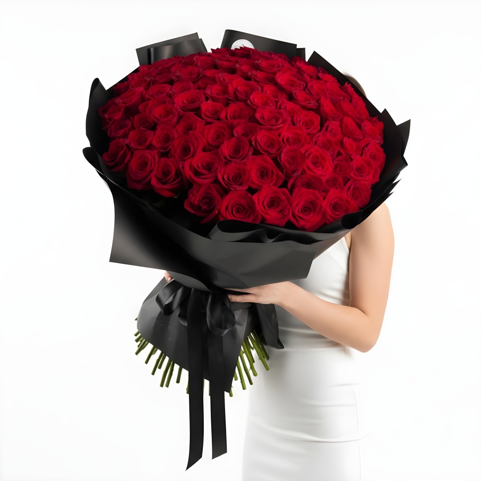 100 Red Roses Hand-Tied Bouquet