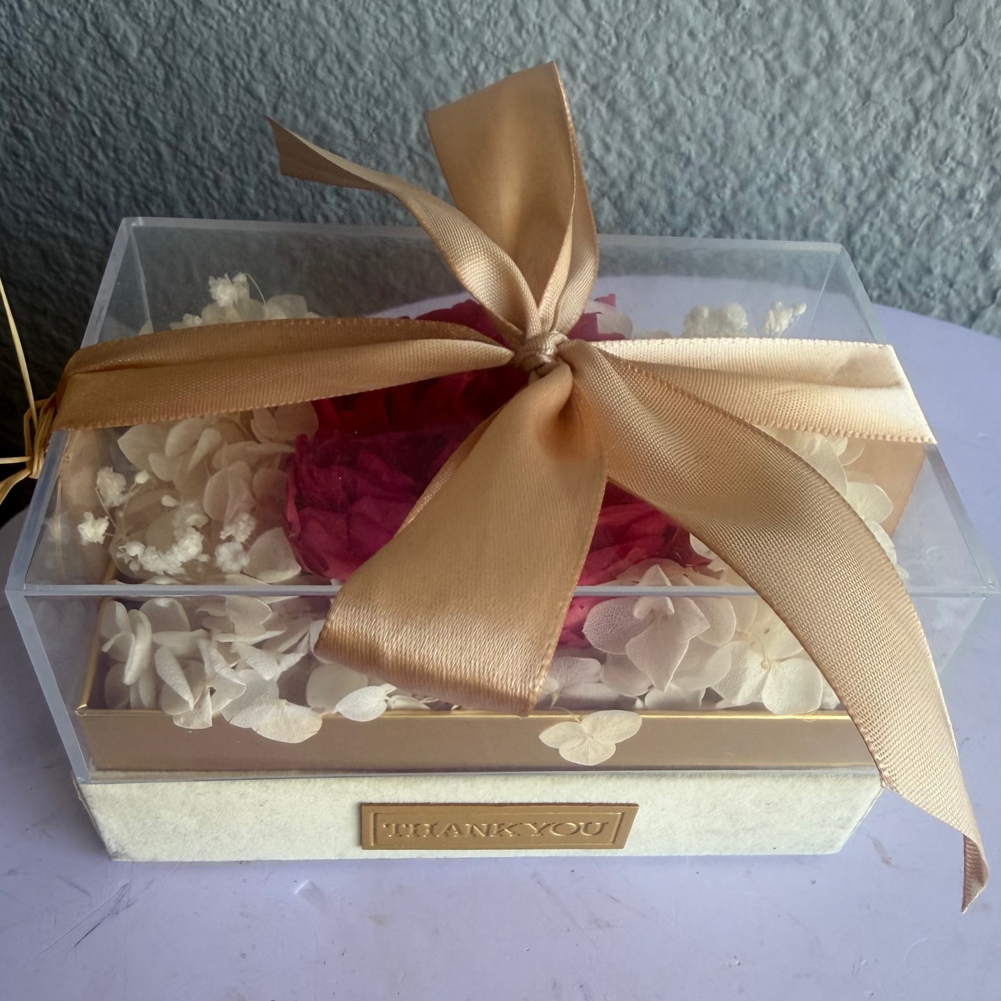 Single Preserved Hot Pink Peony In Acrylic Box